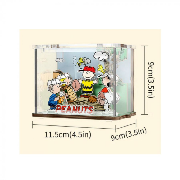 Snoopy Baseball Time DIY Mini Scene Wooden Construction Set 9cm