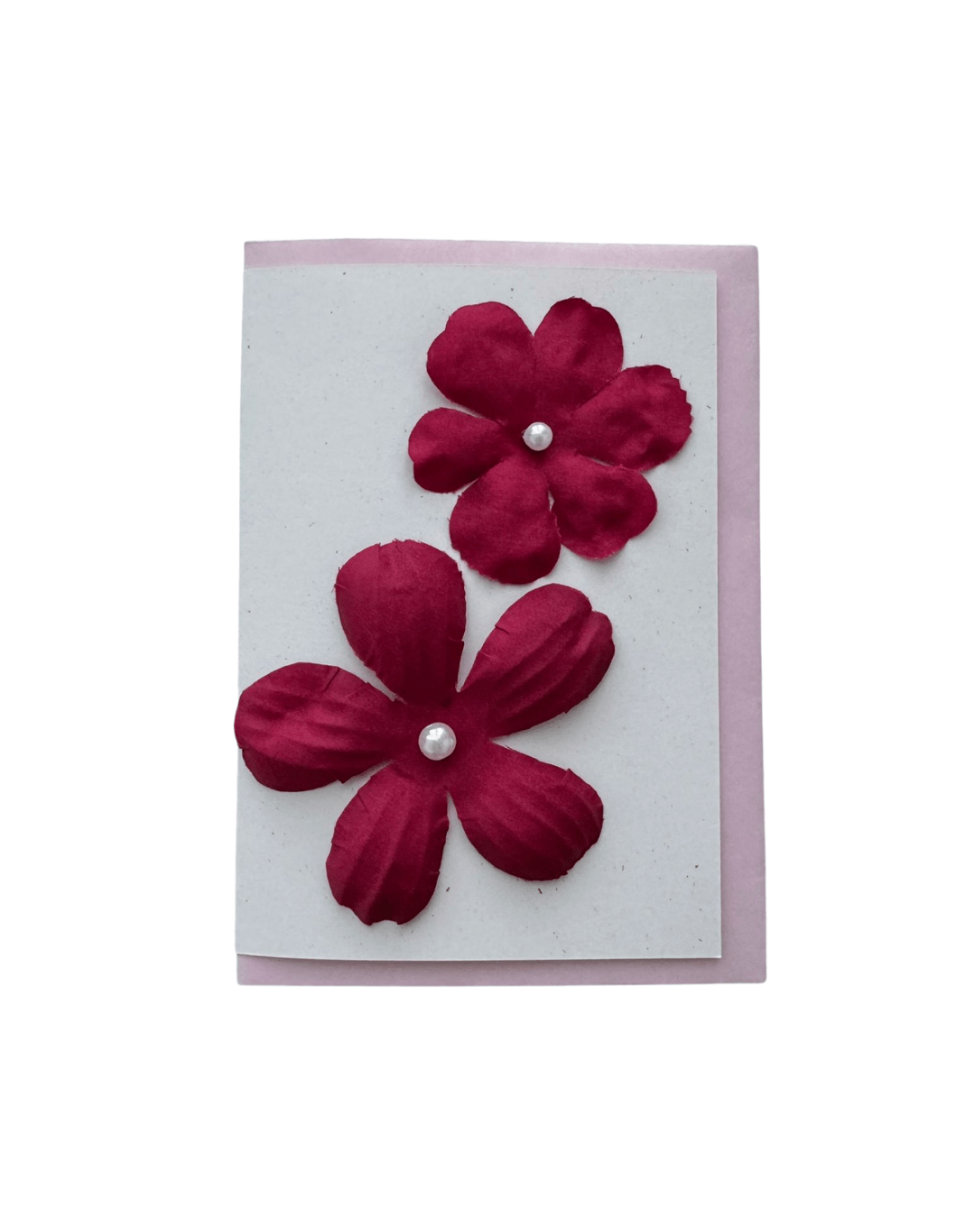 Red Flower Pearl Greeting Card (Pink Envelope) - Mu Shop