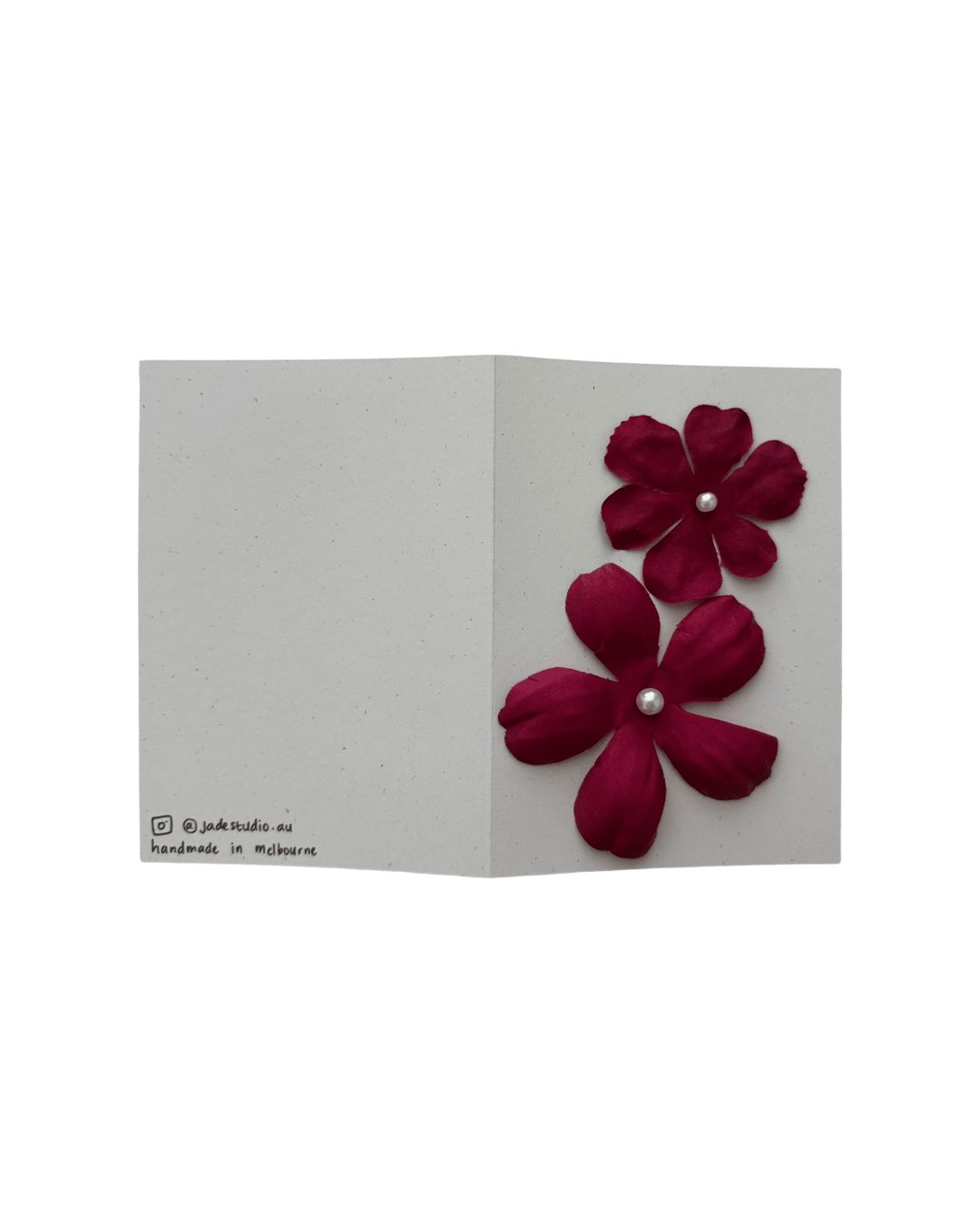 Red Flower Pearl Greeting Card (Pink Envelope) - Mu Shop
