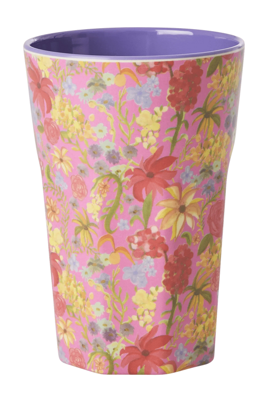 Red Swedish Flower Print - Tall Melamine Cup - Mu Shop