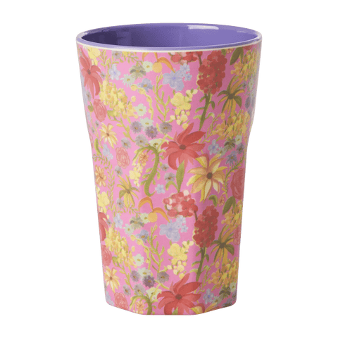 Red Swedish Flower Print - Tall Melamine Cup - Mu Shop