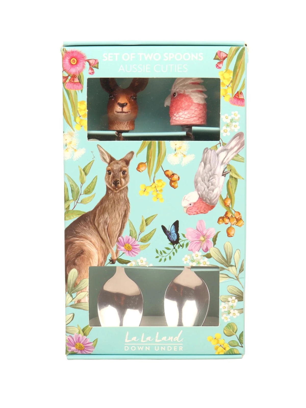 Resin Spoons Aussie Cuties Pink Galah & Kangaroo - Mu Shop