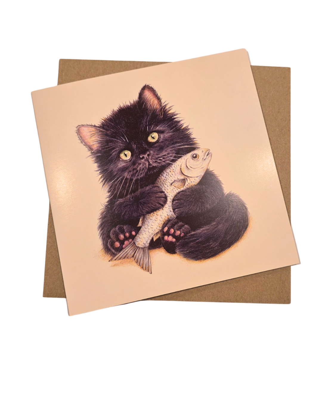 Midnight Fluffly Wuffy Kitty Greeting Card