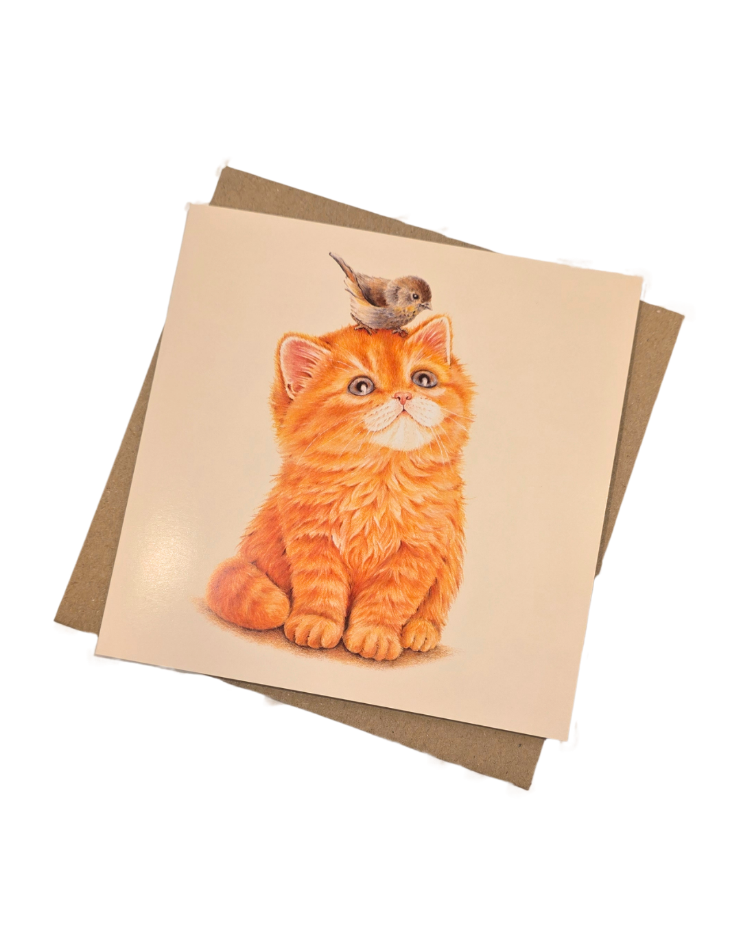 Orange Flood Noodle Kitty Greeting Card