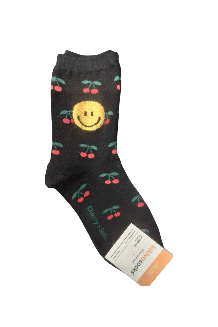 Smiling face with cherries Adult Crew Socks - Mu Shop