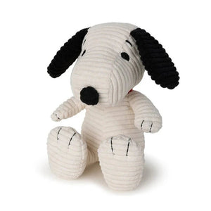 Snoopy Sitting Corduroy Cream 19cm - Mu Shop