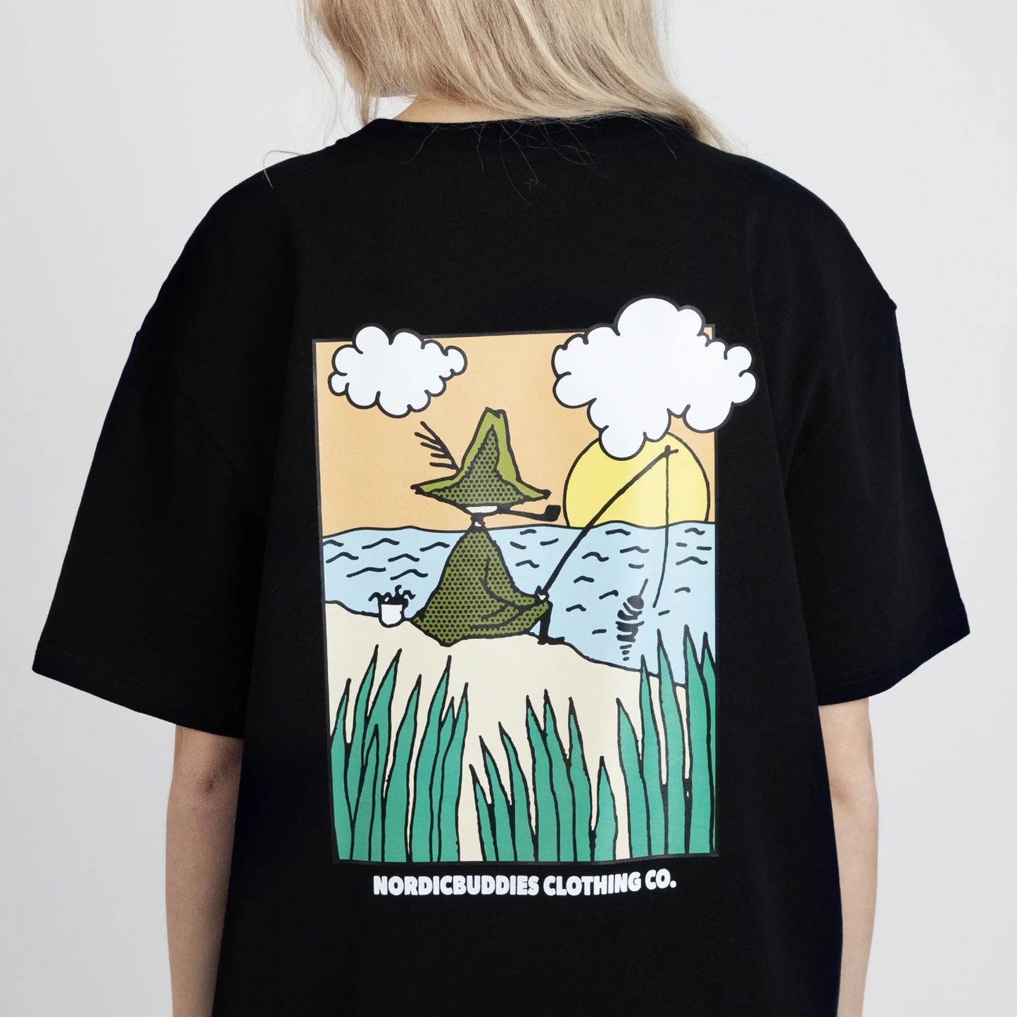 Snufkin Fishing T-Shirt Unisex - Black - Mu Shop