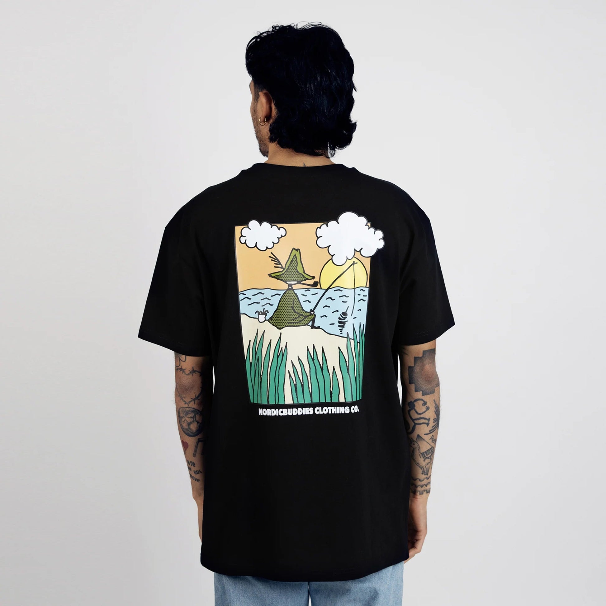 Snufkin Fishing T-Shirt Unisex - Black - Mu Shop