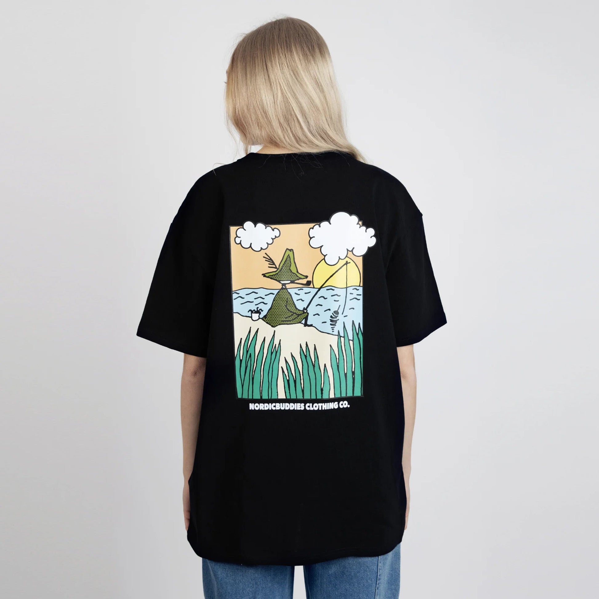 Snufkin Fishing T-Shirt Unisex - Black - Mu Shop