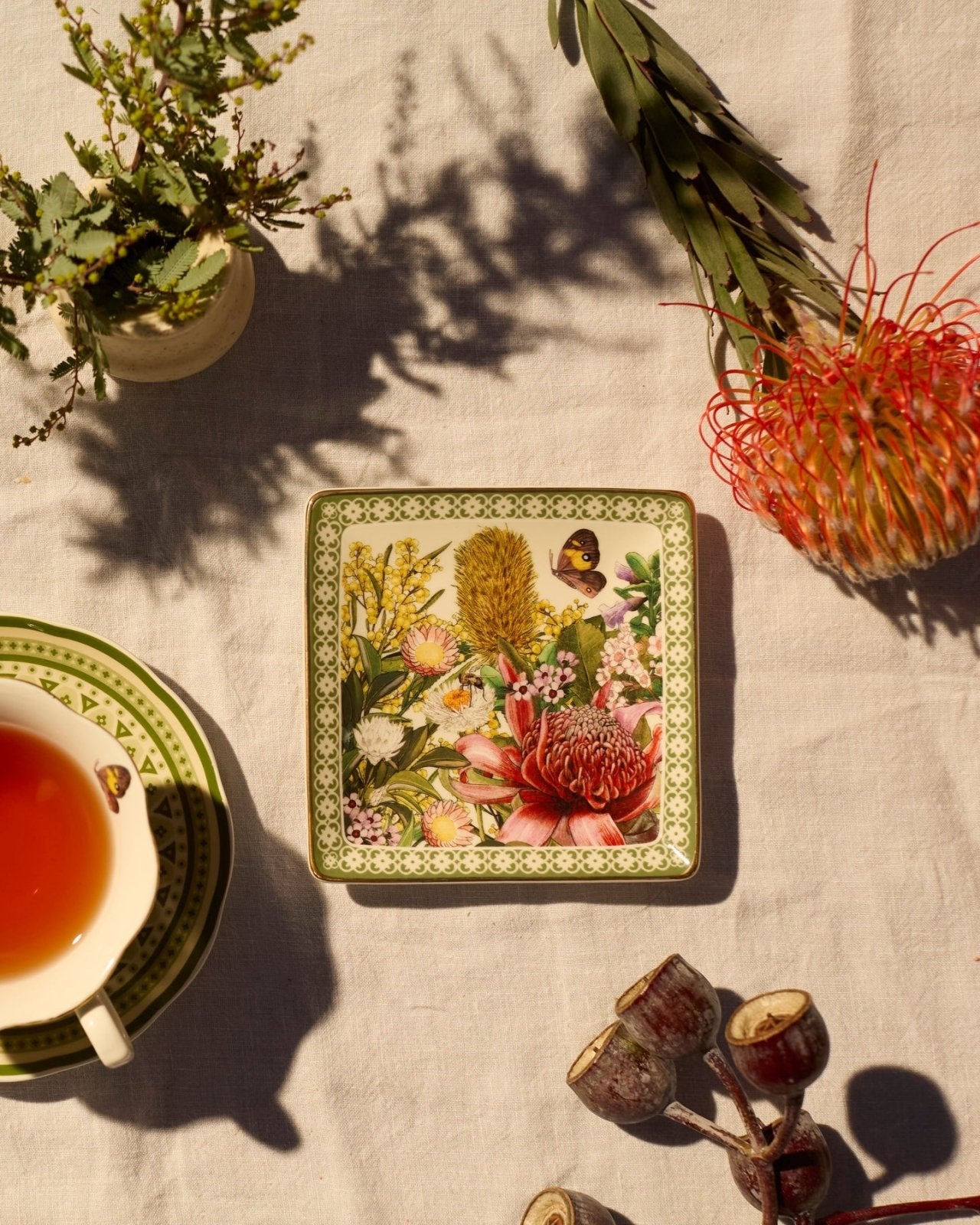 Square Trinket Tray – Botanical Blooms - Mu Shop