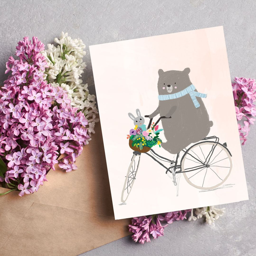 Blank Card - Bear on Bike