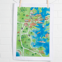 Sydney Tourist Attractions Map Tea Towel - Mu Shop