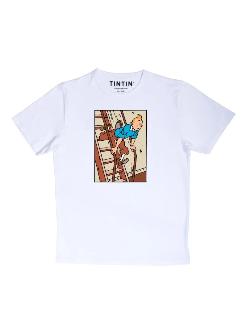 Tintin Stairs White Adult T-Shirt