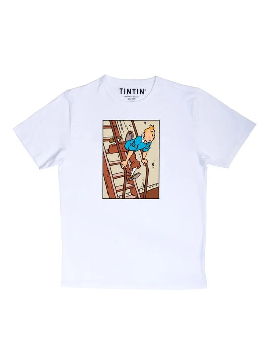 Tintin Stairs White Adult T-Shirt