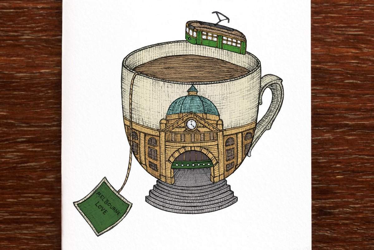 Teacup Melbourne Greeting Card - Mu Shop