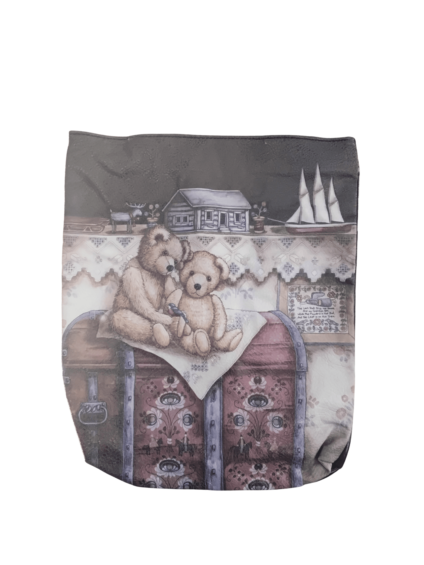 Teddy Time Traveler Leather - Cover Tote Bag - Mu Shop