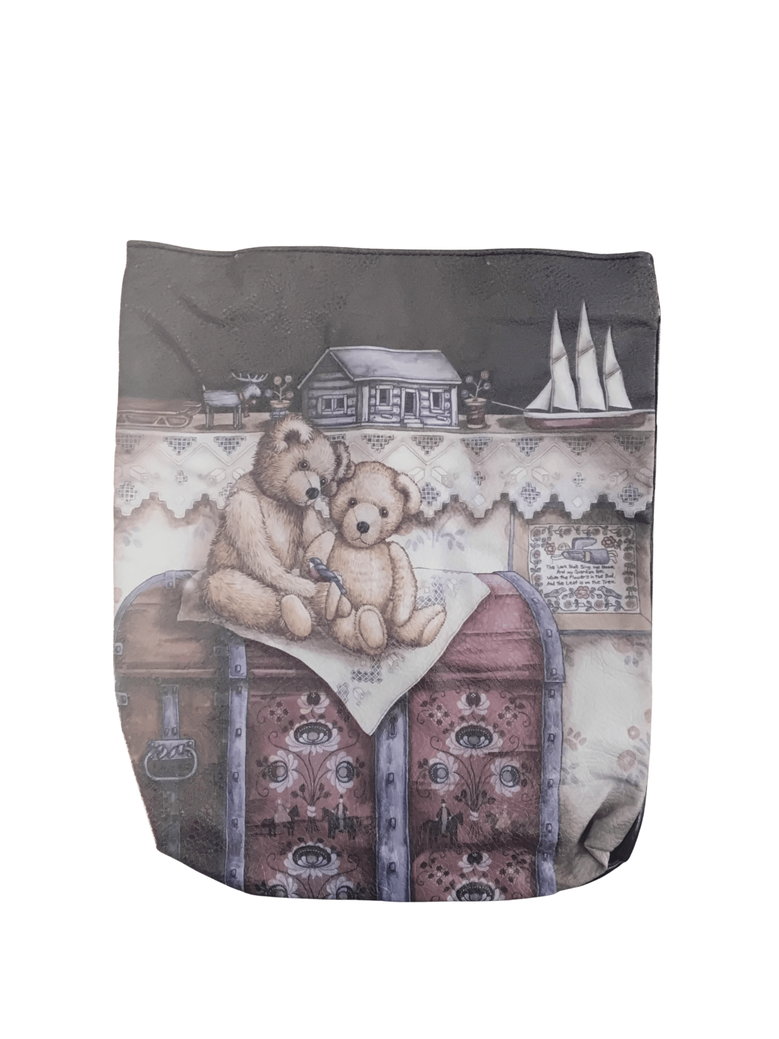 Teddy Time Traveler Leather - Cover Tote Bag - Mu Shop