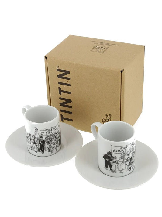 Tintin Greeting Wishes 1972 Espresso Cups (Set of 2) - Mu Shop