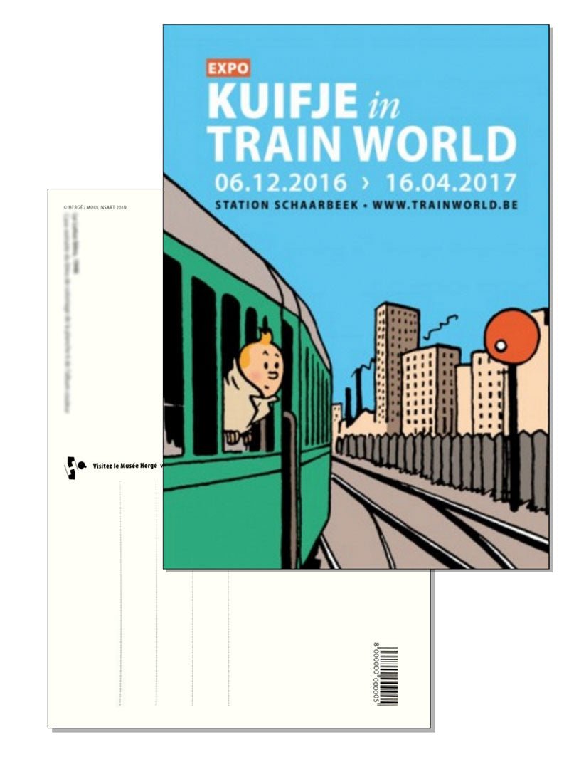 TINTIN POSTCARD - EXPO KUIFJE in TRAIN WORLD - Mu Shop