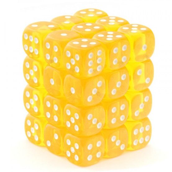Translucent Yellow/White 12mm d6 Dice Set (missing one)