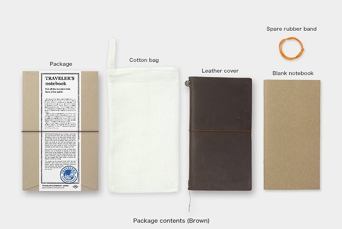 Traveler's Notebook - Brown, Regular Size, Starter kit - Mu Shop