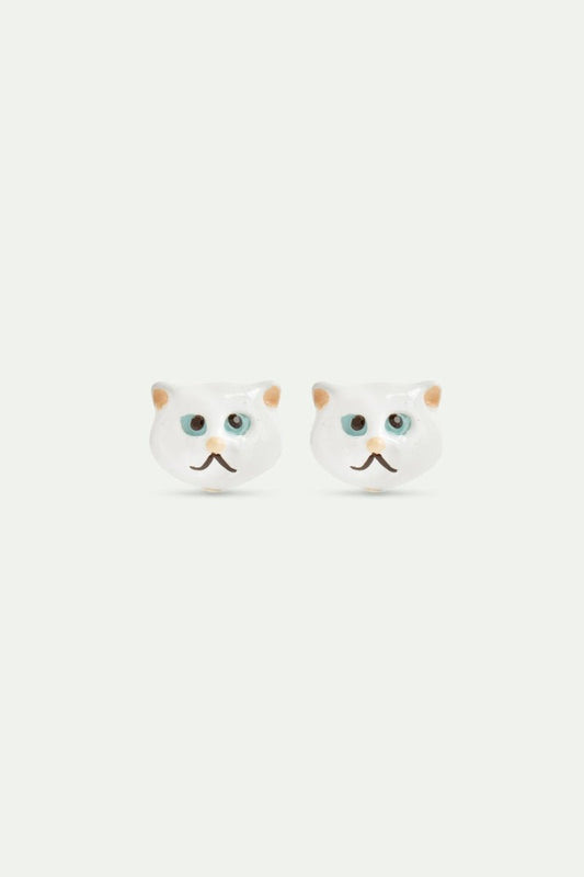 White Cat Head Post Earrings | AVLA1041 (stud) - Mu Shop