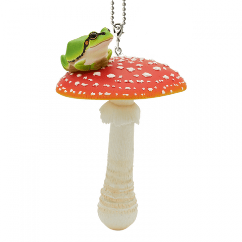 Wild Mushroom Figures With Frog Keyring (Red) - Mu Shop