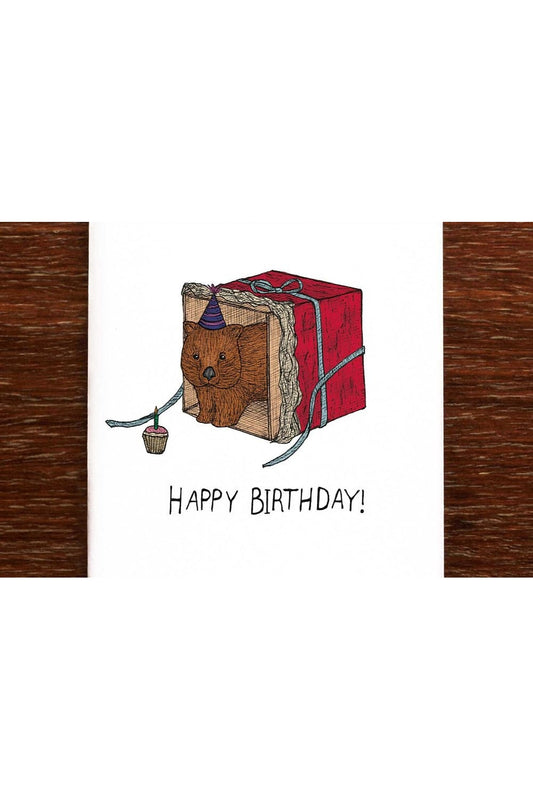 Wombat's Present - Australian Birthday Card - Mu Shop