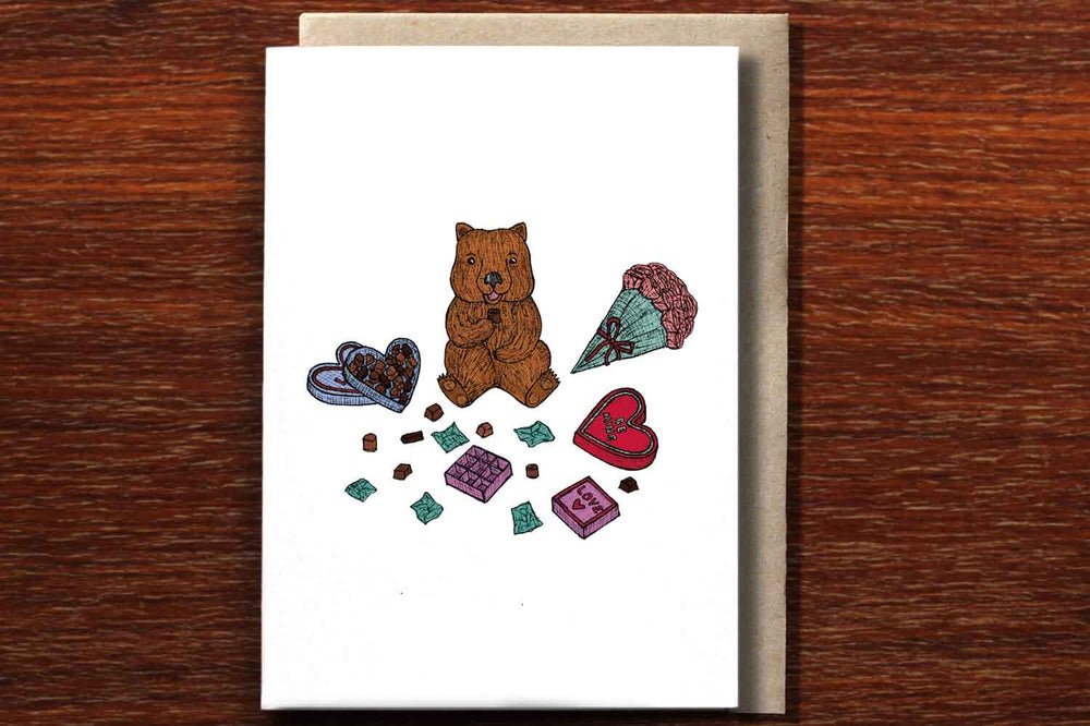Wombat's Valentine - Valentine's Day Card - Mu Shop