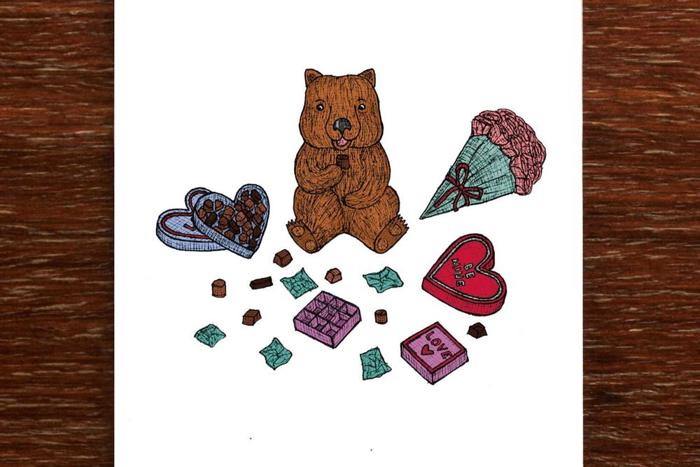 Wombat's Valentine - Valentine's Day Card - Mu Shop