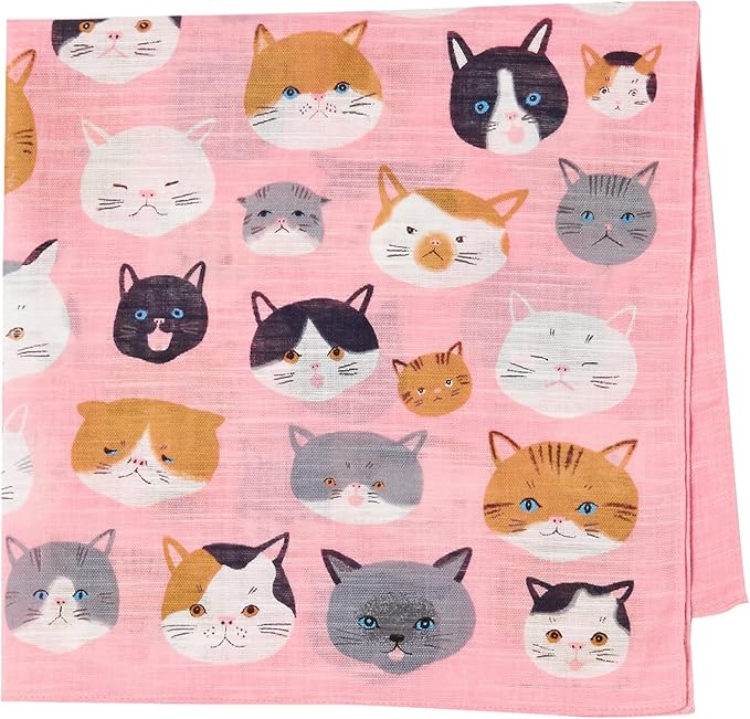 Yamamoto Cat Face Handkerchief Pink - Mu Shop