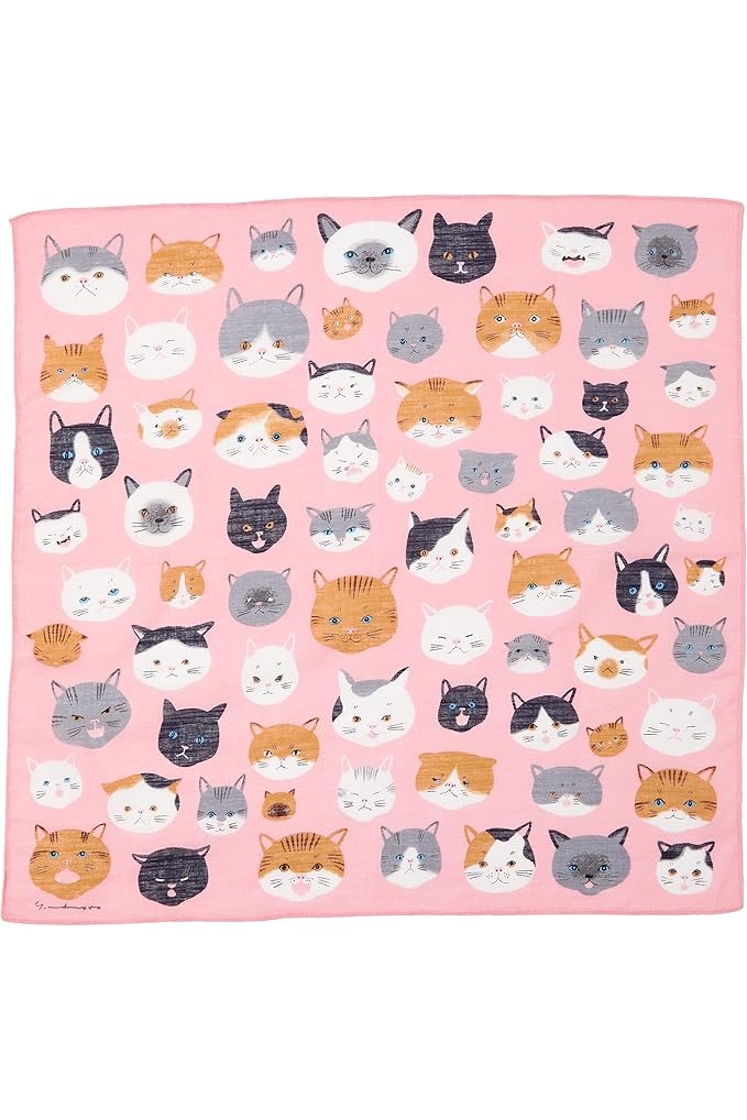 Yamamoto Cat Face Handkerchief Pink - Mu Shop