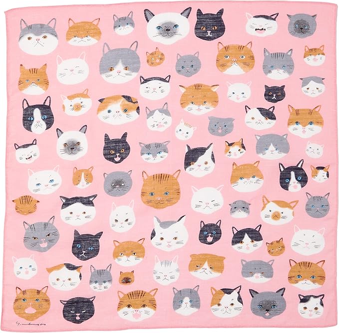 Yamamoto Cat Face Handkerchief Pink - Mu Shop