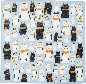 Yamamoto Lucky Cats Handkerchief Blue - Mu Shop