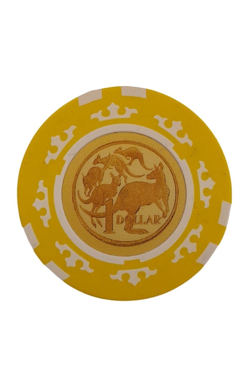 $1 Australia Currency Poker Chip (Yellow) - Mu Shop