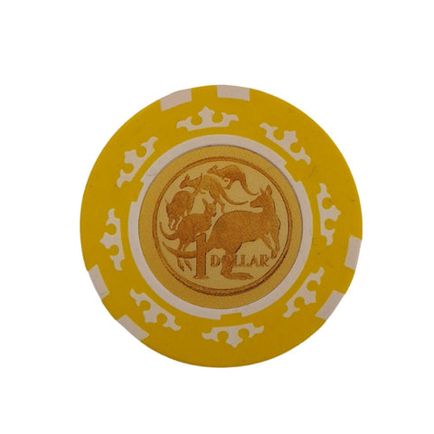 $1 Australia Currency Poker Chip (Yellow) - Mu Shop