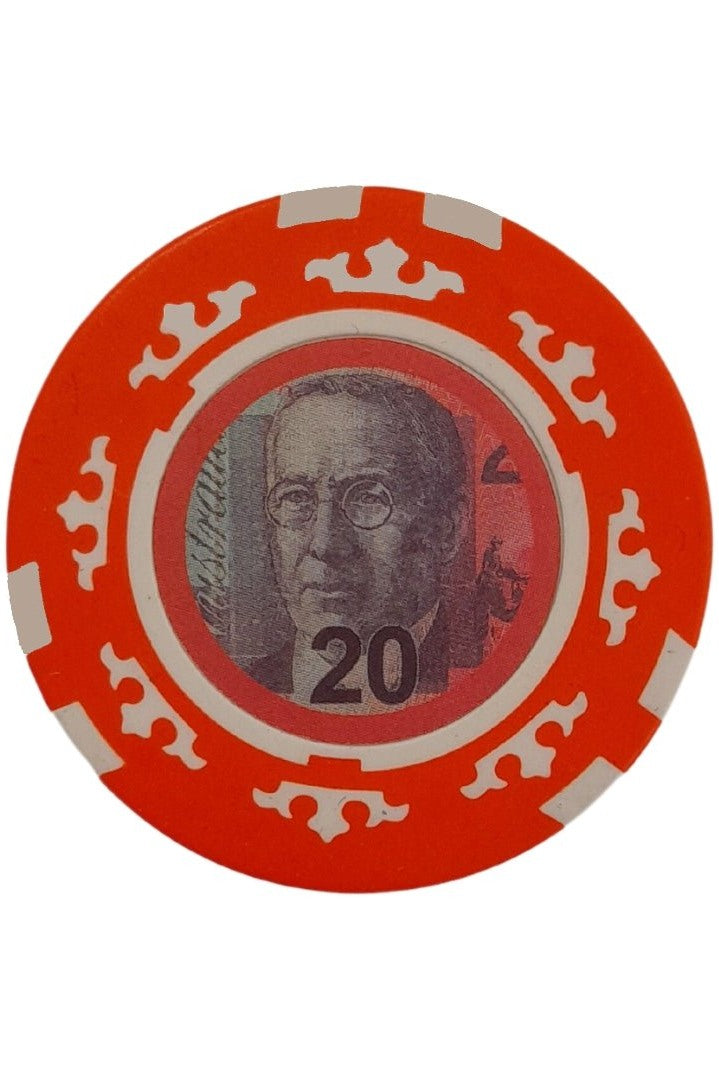 $20 Australia Currency Poker Chip (Orange) - Mu Shop