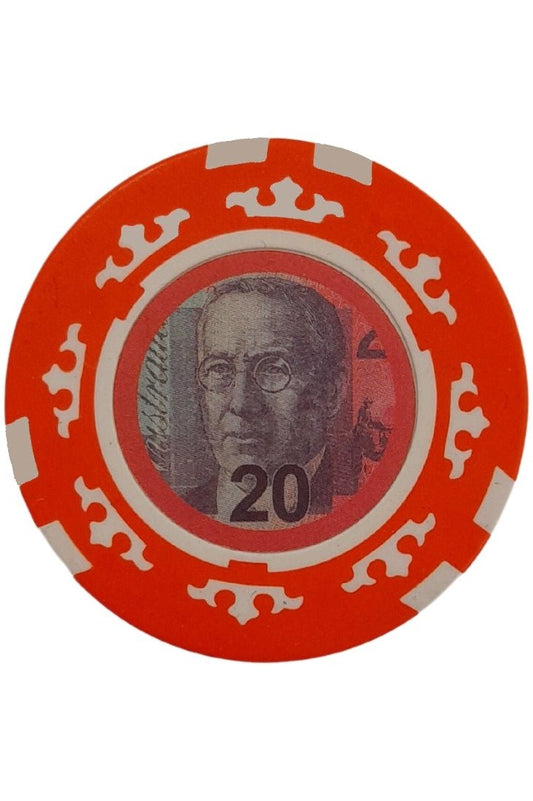 $20 Australia Currency Poker Chip (Orange) - Mu Shop