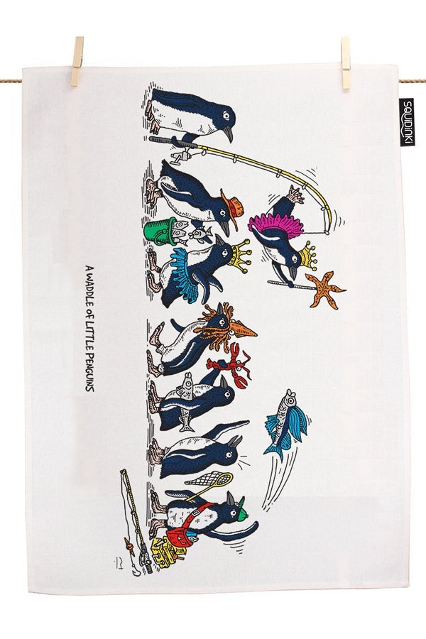 A Waddle of Little Penguins Tea Towel - Mu Shop