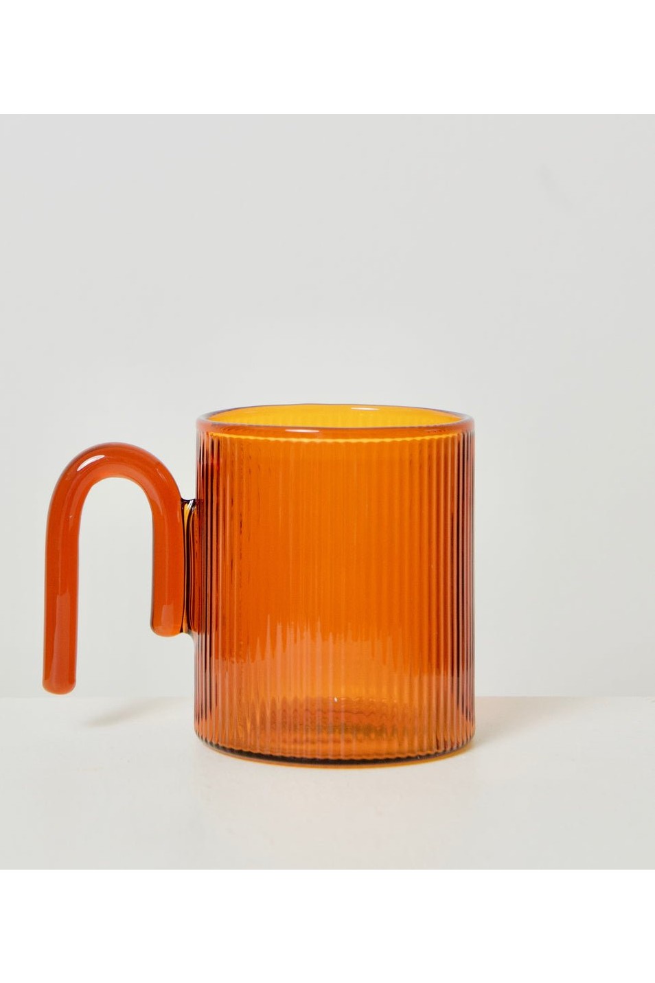 Archer Ribbed Glass Cup - Amber / Amber - Mu Shop