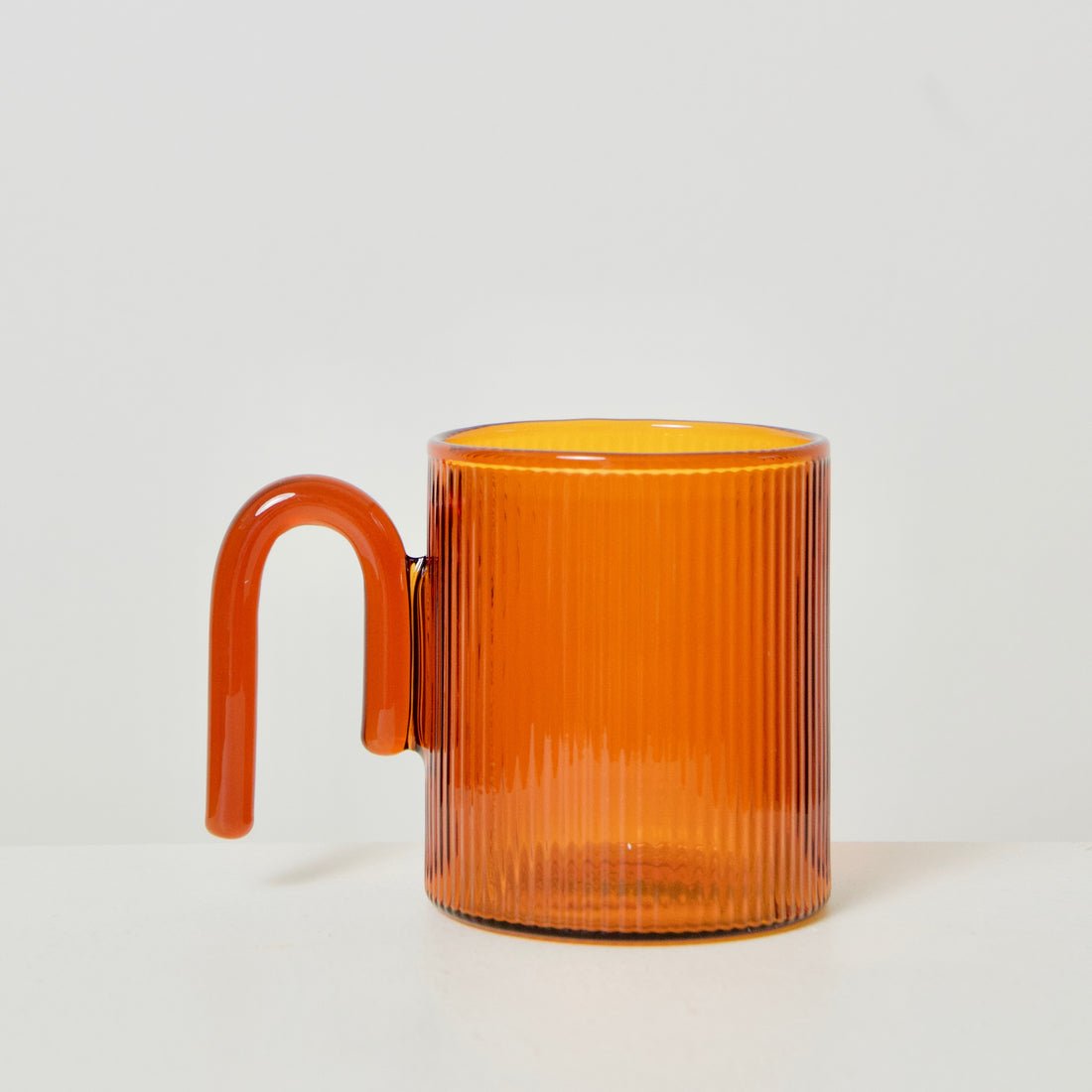 Archer Ribbed Glass Cup - Amber / Amber - Mu Shop