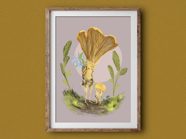 Art Print - Mushroom Mama. Whimsical illustration, wall art (A3) - Mu Shop