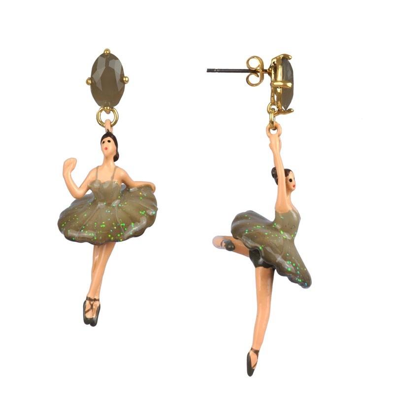 Ballerina Asymmetrical Earrings - Taupe Grey - Mu Shop