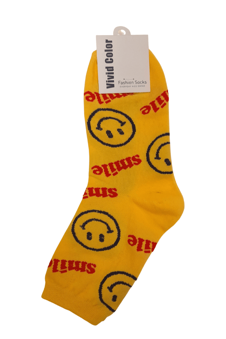 Big Yellow Smile Ankle Socks - Yellow&Red - Mu Shop