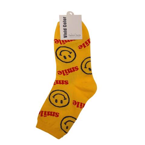 Big Yellow Smile Ankle Socks - Yellow&Red - Mu Shop