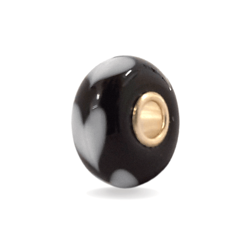Black Bead with White Hearts Universal Unique Bead #1490 - Mu Shop