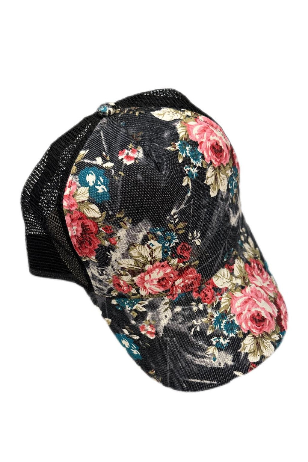 Black Floral Trucker Hat - Mu Shop