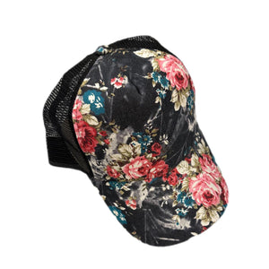 Black Floral Trucker Hat - Mu Shop