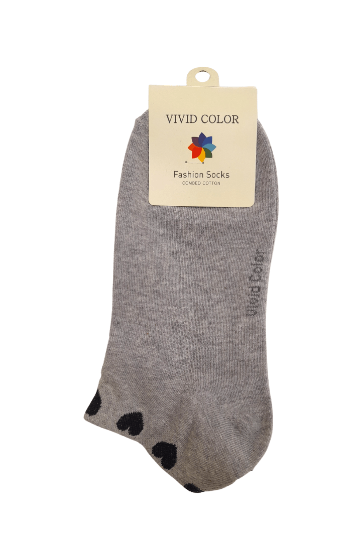 Black Hearts Adult Ankle Socks - Grey - Mu Shop