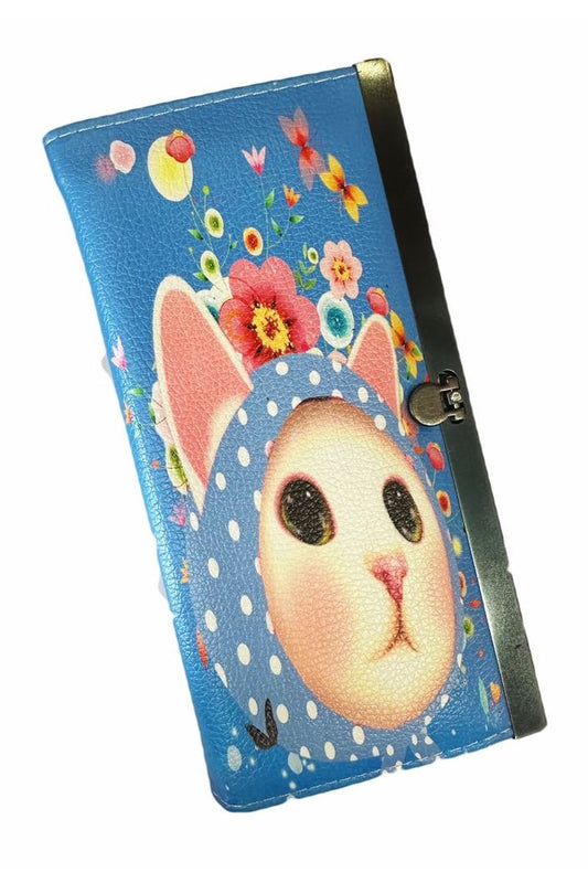 Blue Cute Cat Wallet - Mu Shop